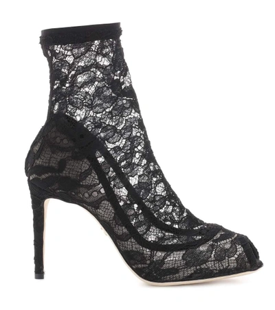 Shop Dolce & Gabbana Lace Ankle Boots In Black