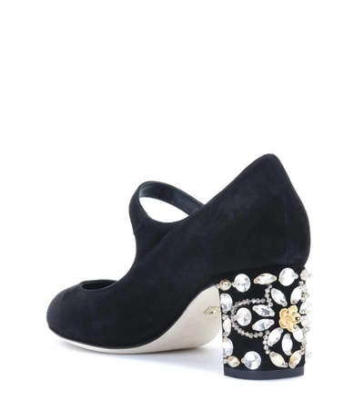 Shop Dolce & Gabbana Embellished Suede Pumps In Black