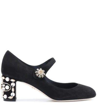 Shop Dolce & Gabbana Embellished Suede Pumps In Black