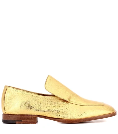 Shop Dries Van Noten Leather Loafers In Gold