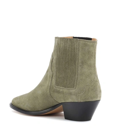 Shop Isabel Marant Derlyn Suede Ankle Boots In Green