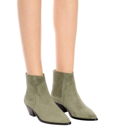 Shop Isabel Marant Derlyn Suede Ankle Boots In Green