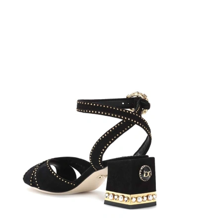 Shop Dolce & Gabbana Embellished Satin Sandals In Black