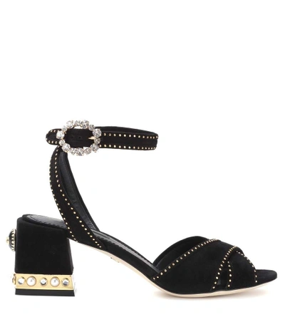 Shop Dolce & Gabbana Embellished Satin Sandals In Black