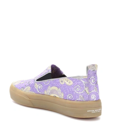 Shop Dries Van Noten Brocade Slip-on Sneakers In Purple