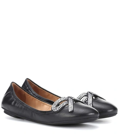 Shop Marc Jacobs Willa Bow Leather Ballerinas In Black