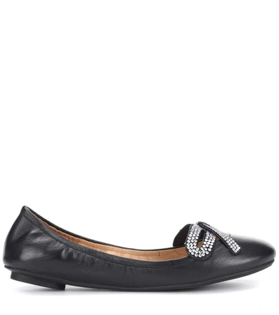 Shop Marc Jacobs Willa Bow Leather Ballerinas In Black