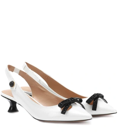 Shop Marc Jacobs Abbey Slingback Leather Pumps In White