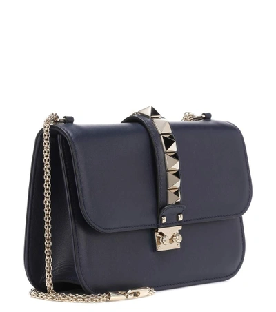 Shop Valentino Lock Medium Leather Shoulder Bag In Blue