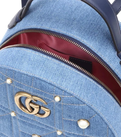 Shop Gucci Gg Marmont Embellished Backpack In Blue