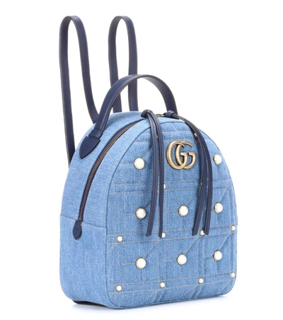 Shop Gucci Gg Marmont Embellished Backpack In Blue