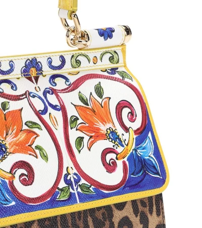 Shop Dolce & Gabbana Sicily Small Leather Shoulder Bag In Maiolica Giglio