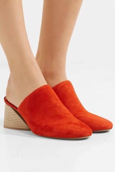 Shop Mercedes Castillo Abia Suede Mules In Bright Orange