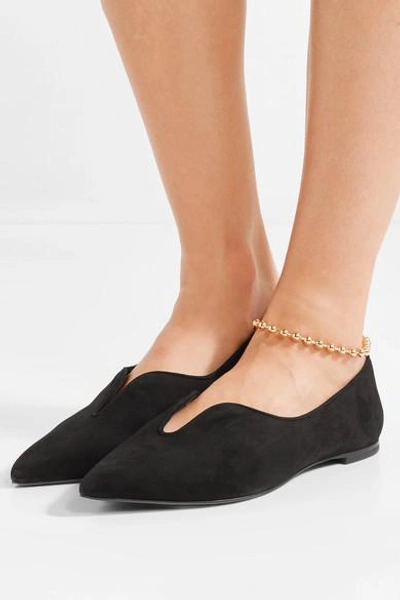 Shop Tory Burch Lucia Oxford Suede Point-toe Flats In Black