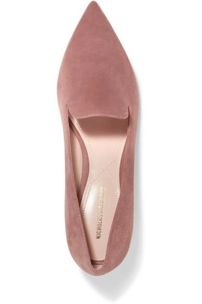 Shop Nicholas Kirkwood Casati Embellished Suede Loafers In Pink