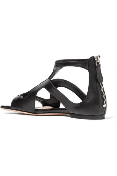 Shop Alexander Mcqueen Cutout Leather Sandals In Black