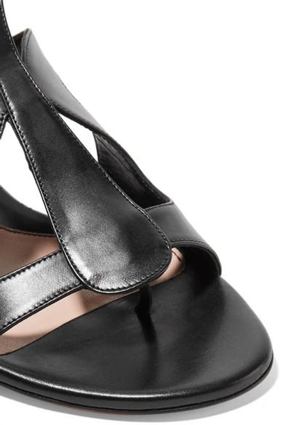 Shop Alexander Mcqueen Cutout Leather Sandals In Black