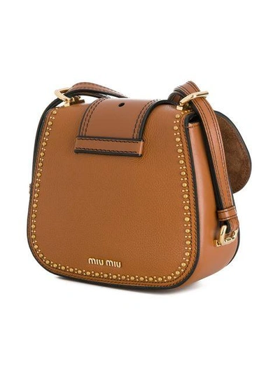 Shop Miu Miu Dahlia Shoulder Bag In Brown