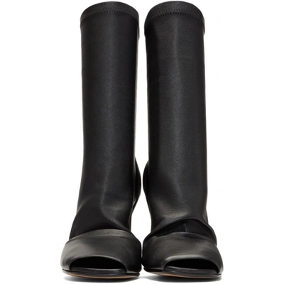 Shop Rick Owens Black Open Toe Sock Wedge Boots In 09 Black