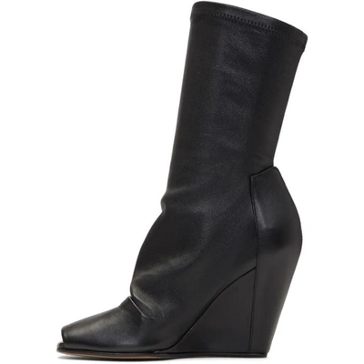 Shop Rick Owens Black Open Toe Sock Wedge Boots In 09 Black