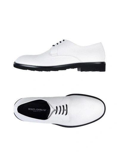Shop Dolce & Gabbana Man Lace-up Shoes White Size 8.5 Calfskin