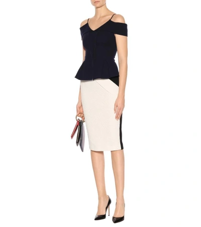 Shop Roland Mouret Stotford Wool Crêpe Top In Blue