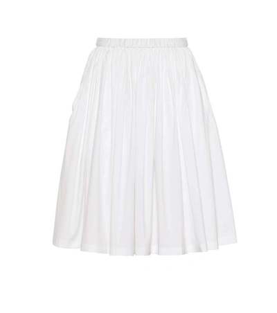 Shop Prada Cotton-blend Poplin Skirt In White