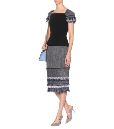 Shop Roland Mouret Honeywell Cotton-blend Skirt In Blue