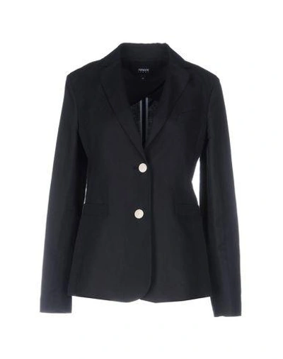 Shop Armani Jeans Woman Suit Jacket Midnight Blue Size 6 Cotton, Linen, Viscose