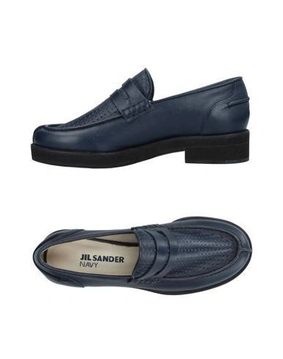 Shop Jil Sander Loafers In Dark Blue