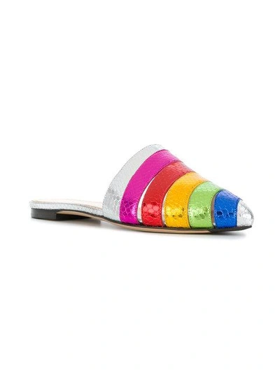 Shop Charlotte Olympia Technicolour Slides In Metallic