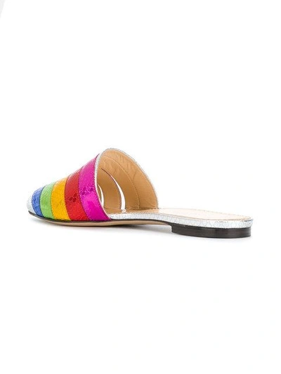 Shop Charlotte Olympia Technicolour Slides In Metallic