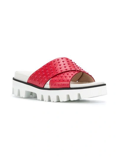 Shop Red Valentino Cross Front Slide Sandals In Red