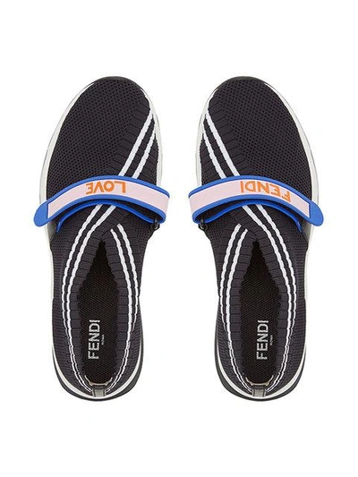 Shop Fendi Rockoko Logo Touchstrap Sneakers In Black