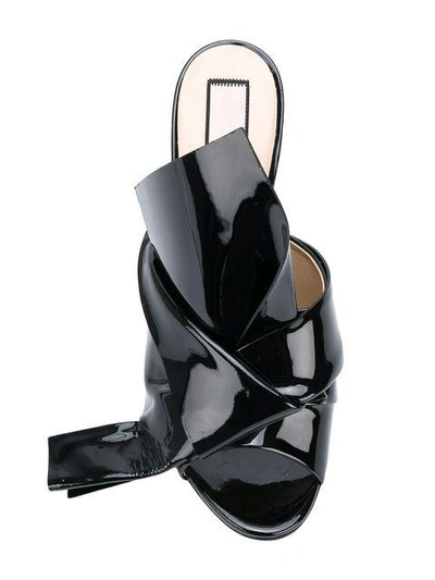 Shop N°21 Nº21 High Heel Abstract Bow Mules - Black