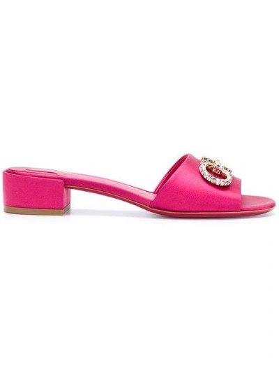 Shop Ferragamo Embellished Gancio Mules