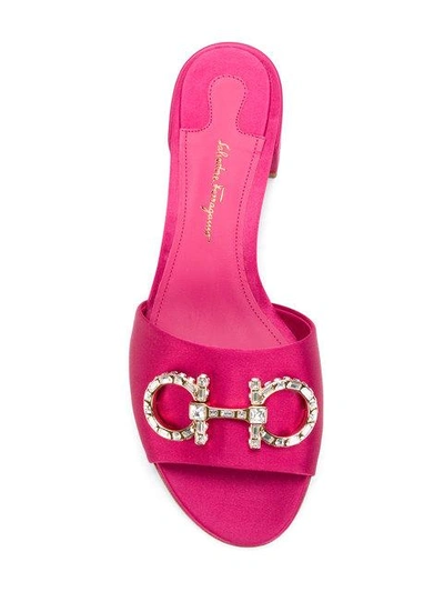 Shop Ferragamo Embellished Gancio Mules