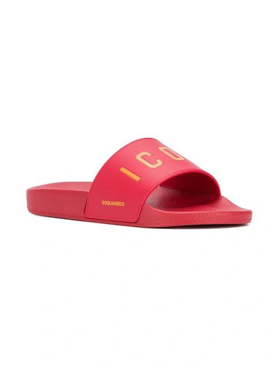 Shop Dsquared2 Icon Slide Sandals In Red