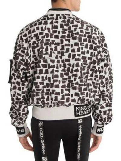 Shop Dolce & Gabbana Reversible Monochrome Bomber Jacket In White Print