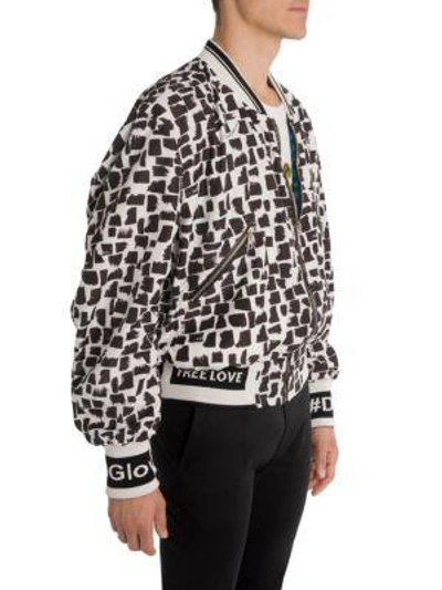 Shop Dolce & Gabbana Reversible Monochrome Bomber Jacket In White Print