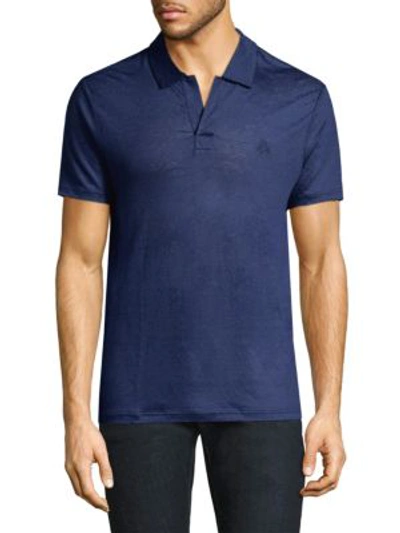 Shop Vilebrequin Men's Linen Jersey Polo In Blue Marine