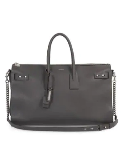 Shop Saint Laurent Large Top Zip Silver Hardware Sac De Jour In Asphalt