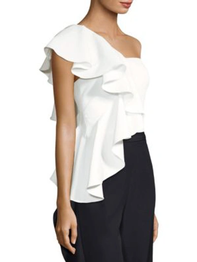 Shop Amur Hailey One-shoulder Ruffle Top In White