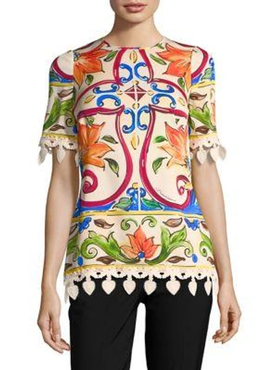 Shop Dolce & Gabbana Tile Print Blouse In Maiolica Tile Print