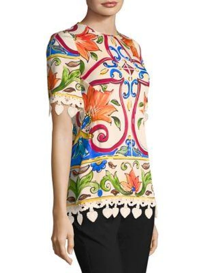 Shop Dolce & Gabbana Tile Print Blouse In Maiolica Tile Print