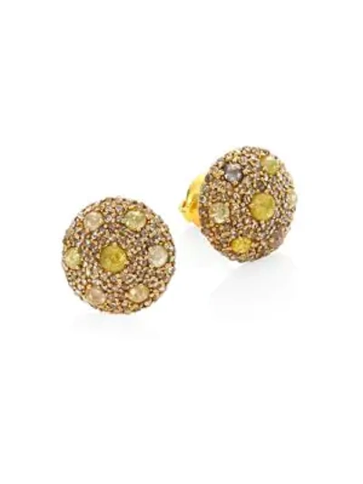 Shop Bavna 18k Rose Gold Pave Diamond Stud Earrings