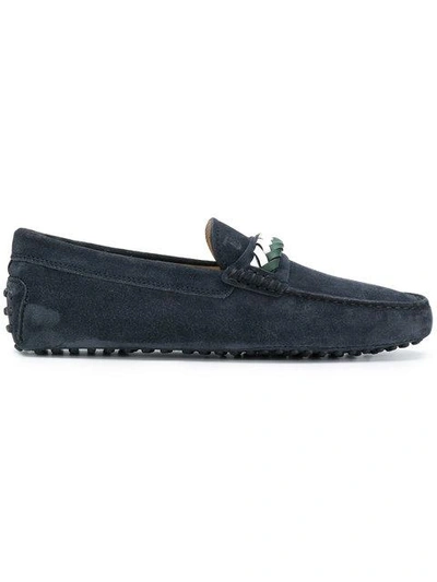 Shop Tod's Woven Detail Slippers - Blue