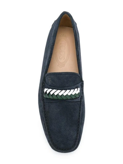 Shop Tod's Woven Detail Slippers - Blue