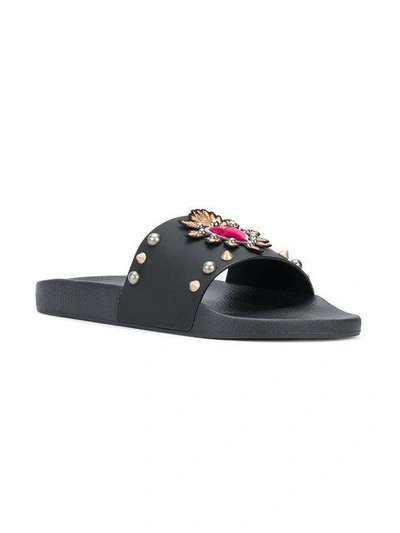 Shop Dolce & Gabbana Sacred Heart Pool Slides In Black