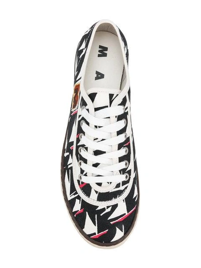 Shop Marni Sail Boat Print Sneakers - Black